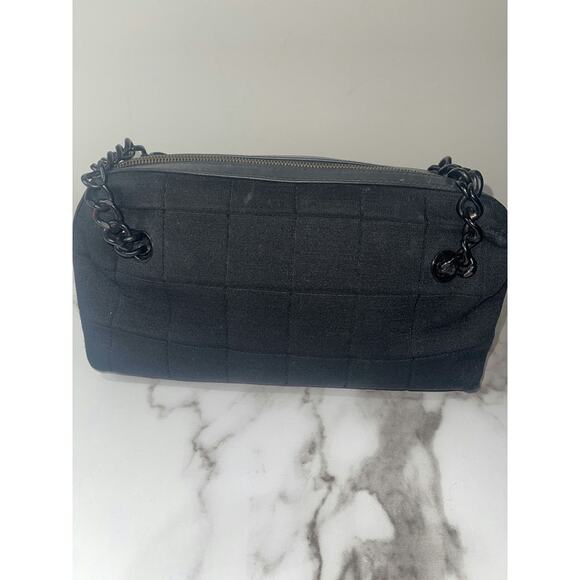 Chanel Black Fabric Quilted Handbag with Silver CC Logo - Picture 5 of 6